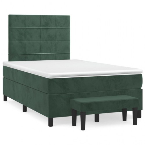 Kontinentalseng med madras 120×190 cm - velour, mørkegrøn