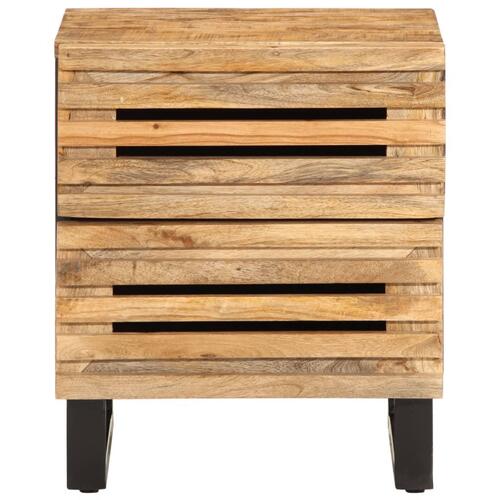 Sengeborde 2 stk. 40x34x46 cm massivt ru mangotræ