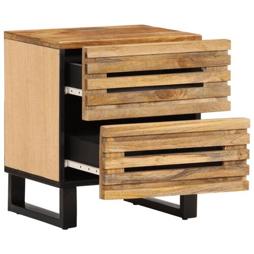 Sengeborde 2 stk. 40x34x46 cm massivt ru mangotræ