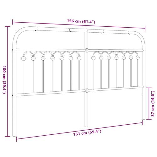 Sengegavl 150 cm metal hvid