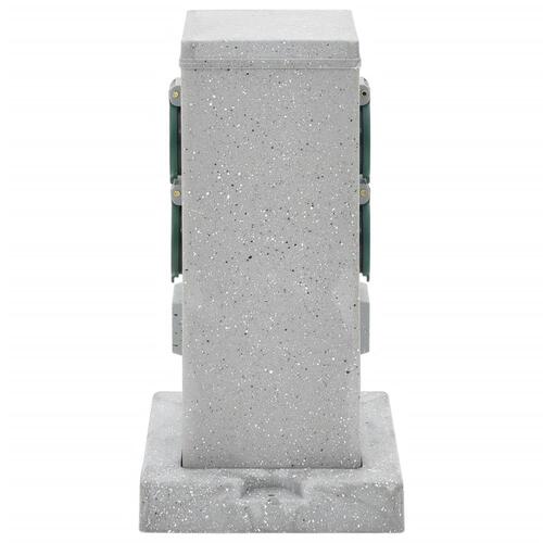 Udendørs strømforsyning 4-vejs m.spyd stenlook grå 16x16x29,5cm
