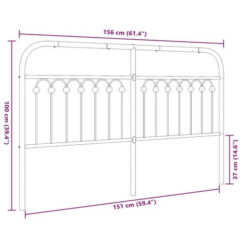 Sengegavl 150 cm metal sort