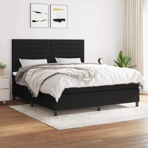Kontinentalseng med madras 160×200 cm - stof, sort