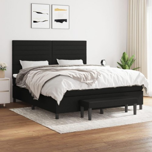Kontinentalseng med madras 160x200 cm - stof, sort