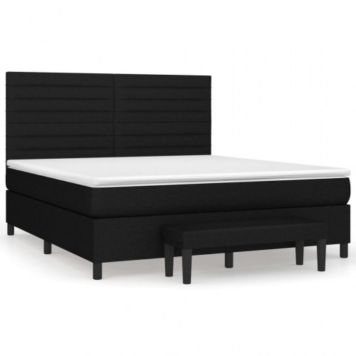 Kontinentalseng med madras 160x200 cm - stof, sort