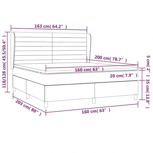 Kontinentalseng med madras 160x200 cm - stof, sort