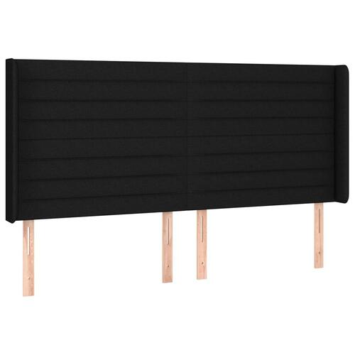 Sengegavl med kanter 163x16x118/128 cm stof sort