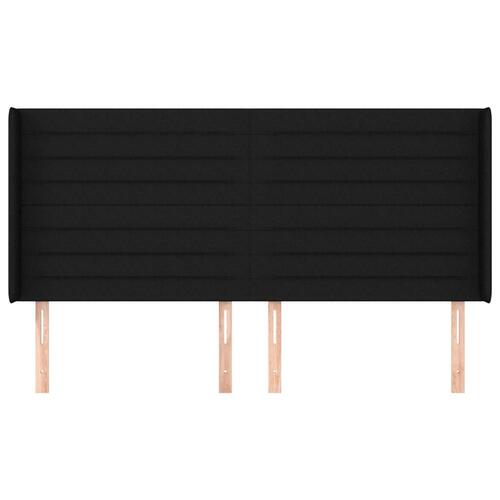 Sengegavl med kanter 163x16x118/128 cm stof sort