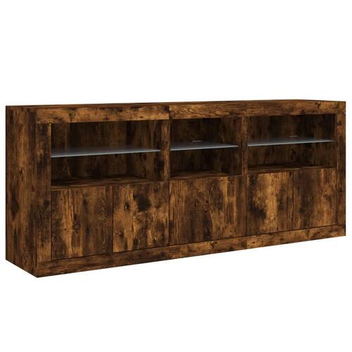 Skænk med LED-lys 162x37x67 cm røget eg