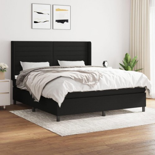 Kontinentalseng med madras 160×200 cm - stof, sort