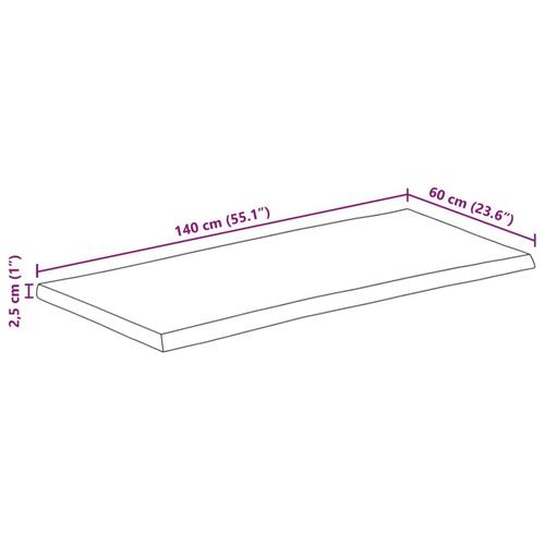 Bordplade 140x60x2,5 cm rektangulær massivt akacietræ