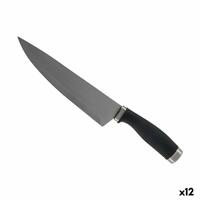 Køkkenkniv 5 x 2 x 33 cm Sølvfarvet Sort Rustfrit stål Plastik (12 enheder)