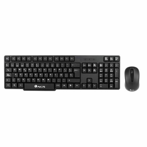 Tastatur og mus NGS NGS-KEYBOARD-0358 Sort Trådløst