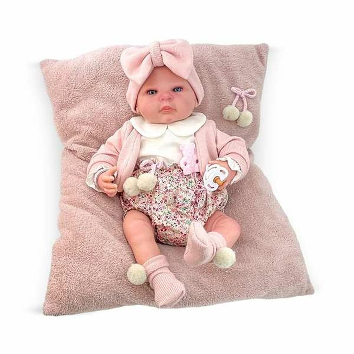 Baby dukke Berjuan genfødt 50 cm - pink med pude