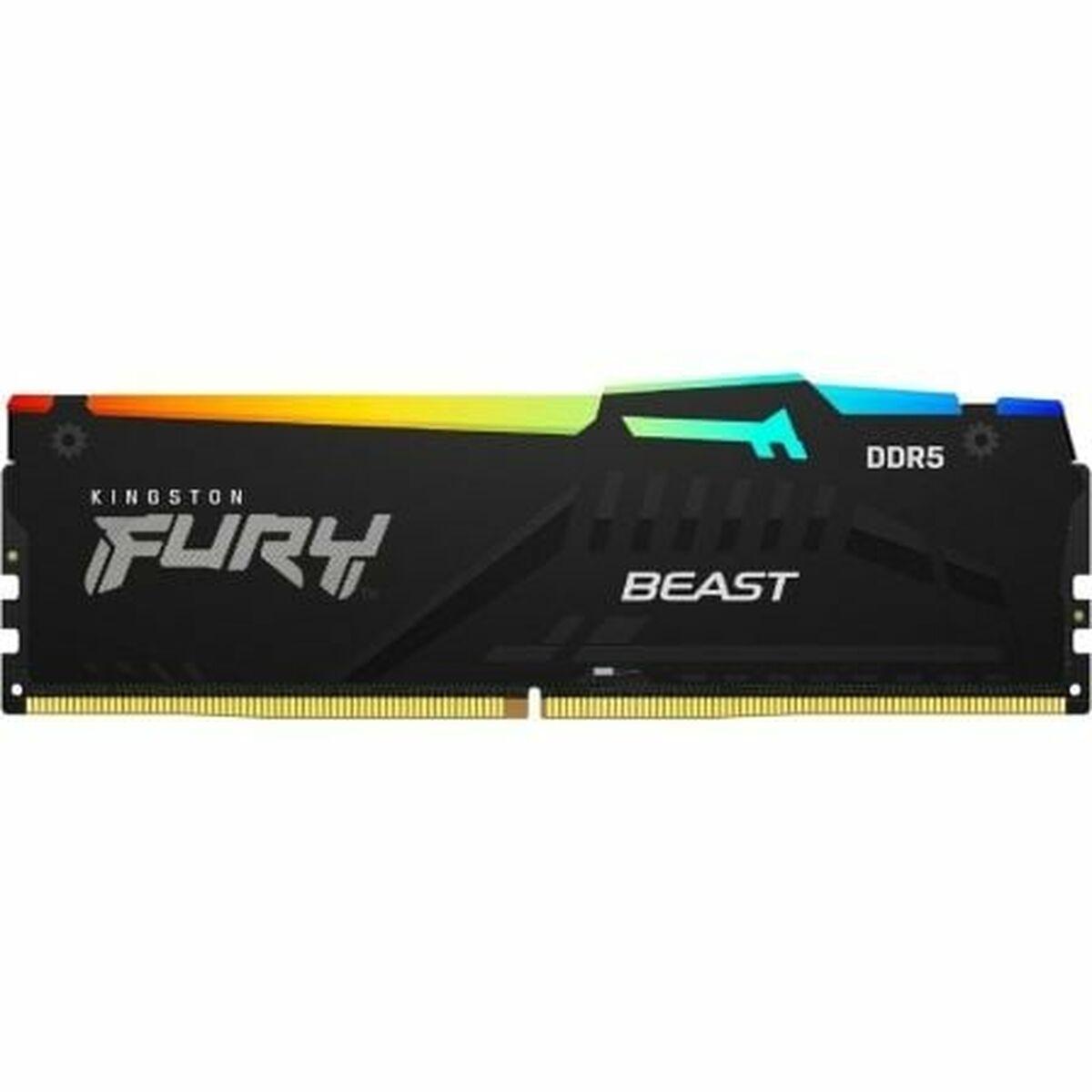 Kingston FURY Beast RGB DDR5-5600 - 16GB - CL40 - Single Channel (1 pcs) - Intel XMP - Sort med RGB