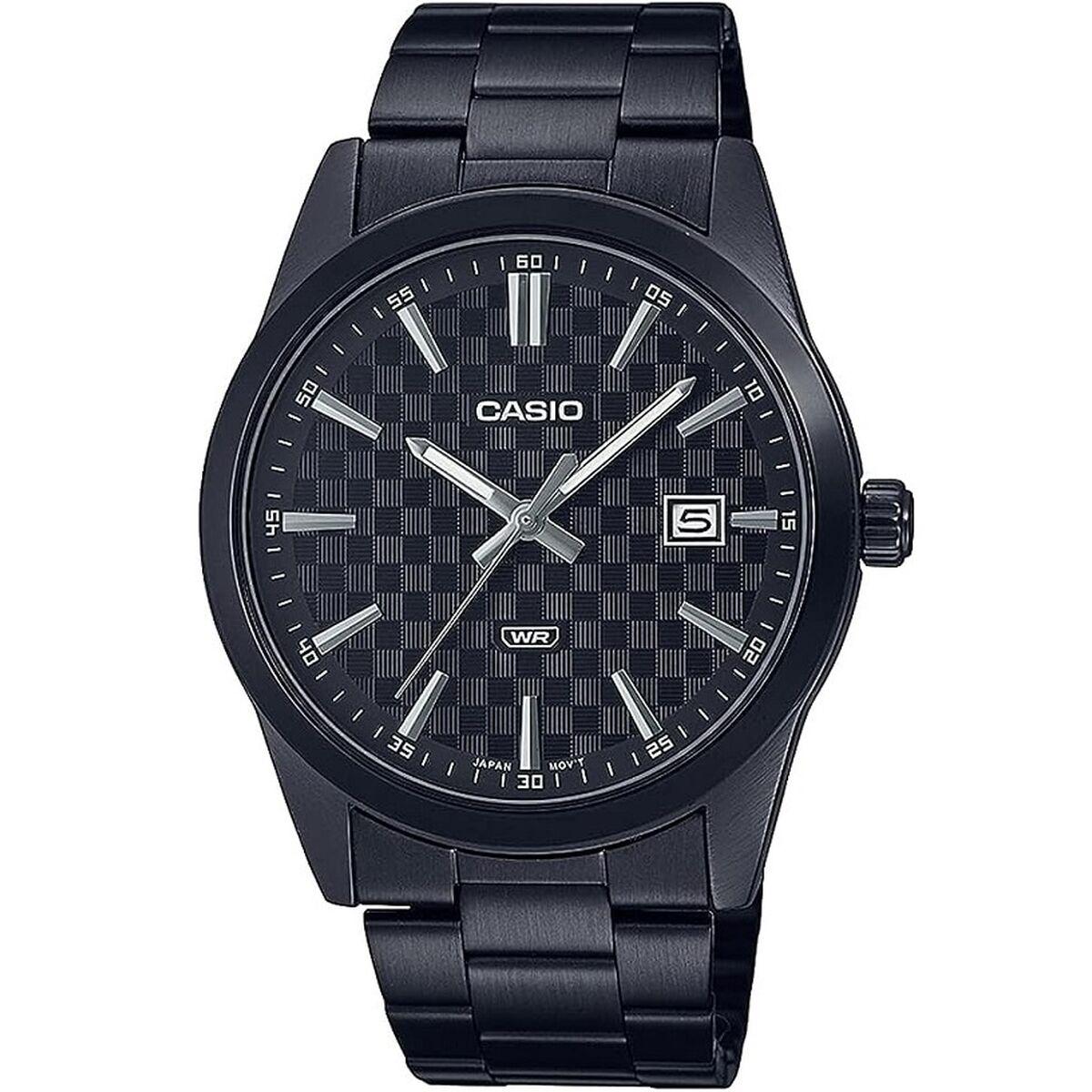 Casio herreur - Date, carbon-look skive, sort stål (Ø 41 mm)