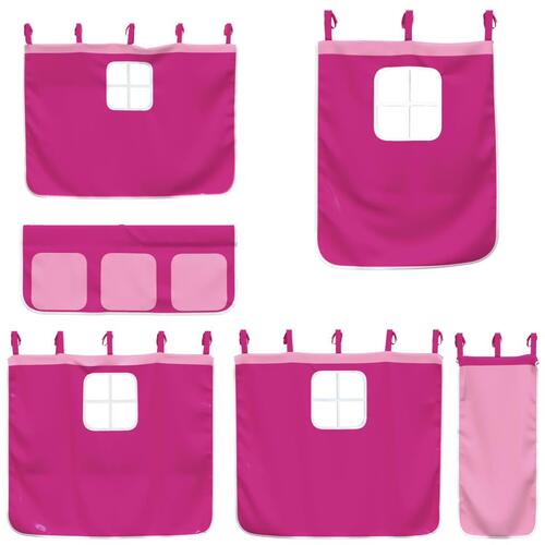 Køjeseng med gardiner 80x200 cm massivt fyrretræ pink
