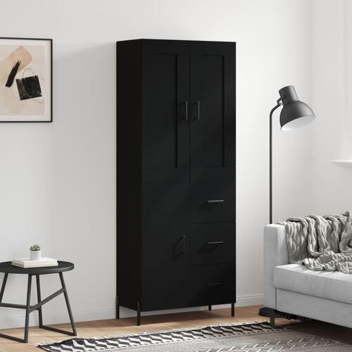 Højskab 69,5x34x180 cm konstrueret træ sort