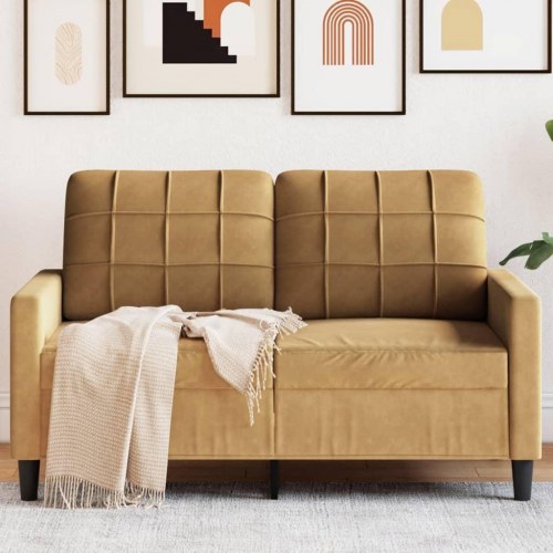 2-personers sofa i brun fløjl - 120 cm