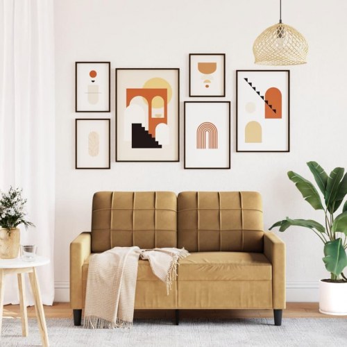2-personers sofa i brun fløjl - 120 cm