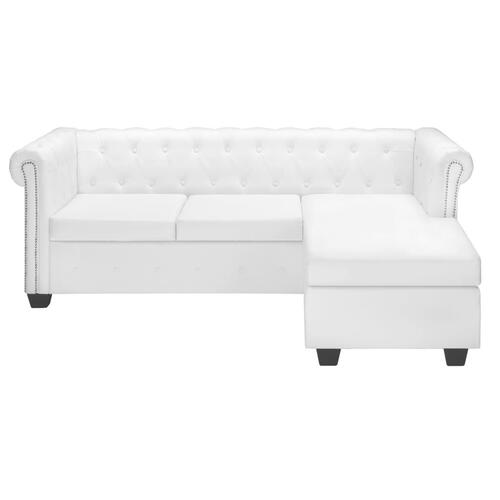 Chaiselong Chesterfield sofa kunstlæder hvid