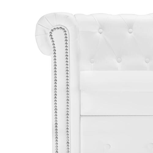 Chaiselong Chesterfield sofa kunstlæder hvid