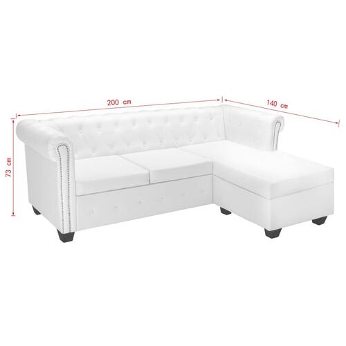 Chaiselong Chesterfield sofa kunstlæder hvid