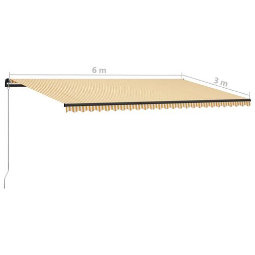 Foldemarkise manuel betjening 600x300 cm gul og hvid