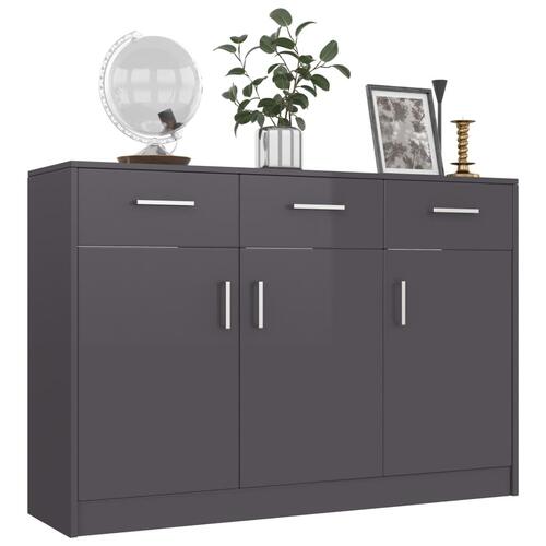 Skænk 110x30x75 cm konstrueret træ grå højglans