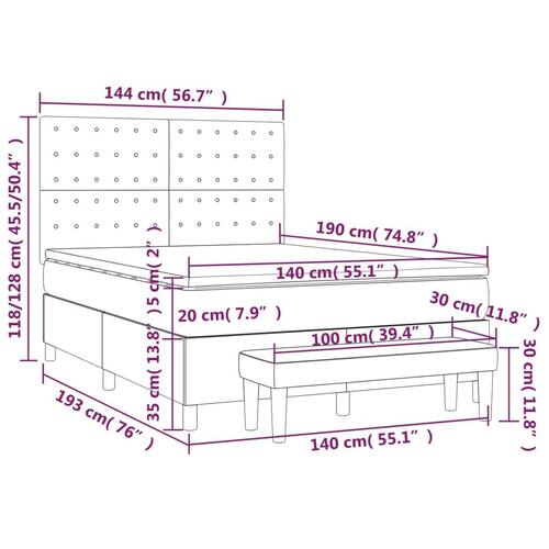 Kontinentalseng med madras 140x190 cm kunstlæder hvid
