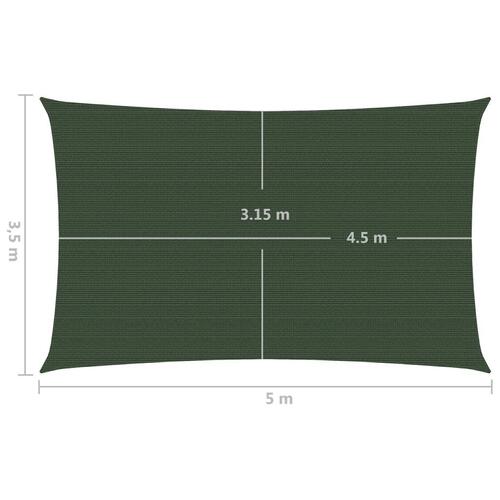 Solsejl 3,5x5 m 160 g/m² HDPE mørkegrøn