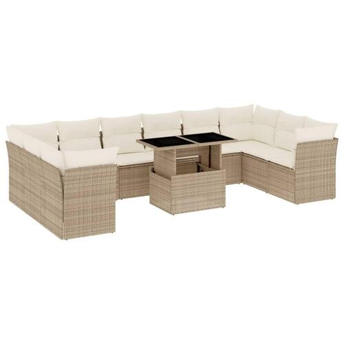 Sofasæt til haven 11 dele med hynder polyrattan beige