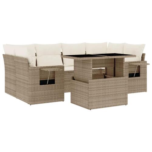 Sofasæt til haven 7 dele med hynder polyrattan beige
