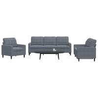 3 personers sofa med hynder velour mørkegrå