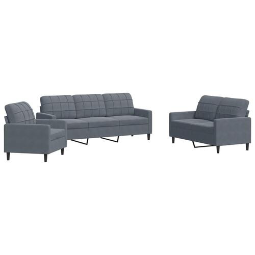 3 personers sofa med hynder velour mørkegrå