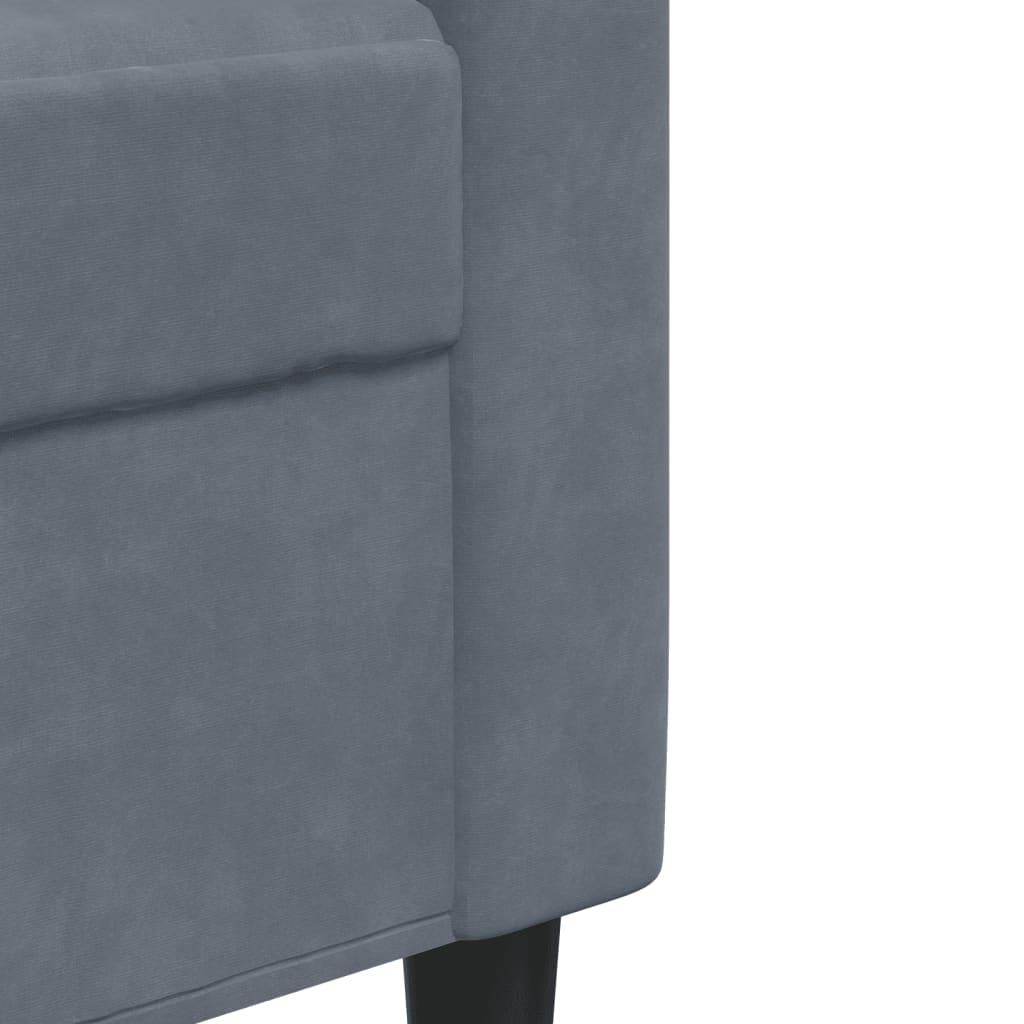 3 personers sofa med hynder velour mørkegrå
