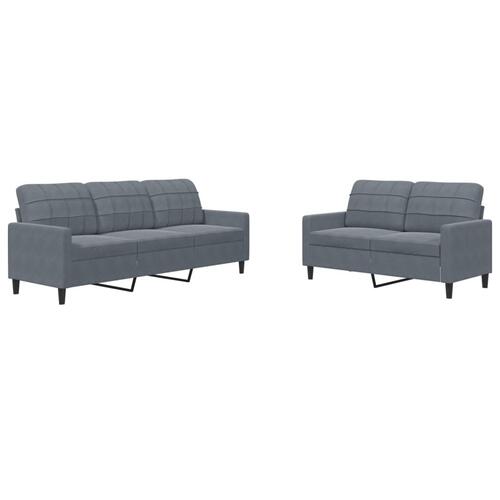 2 personers sofa med hynder velour mørkegrå