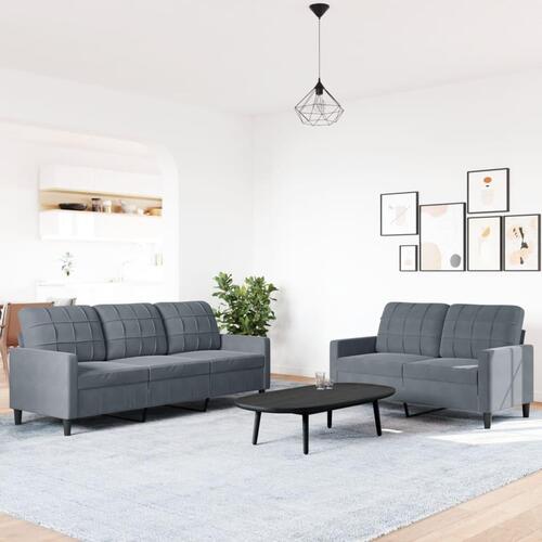 2 personers sofa med hynder velour mørkegrå