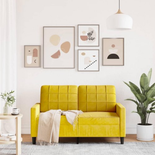 2-personers sofa 120 cm i fløjl - gul