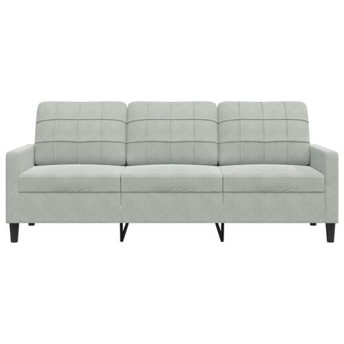 3-personers sofa 180 cm velour lysegrå