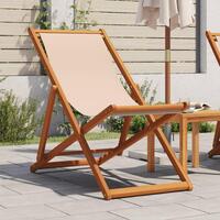 Strandstol foldbar massivt eukalyptustræ og stof beige