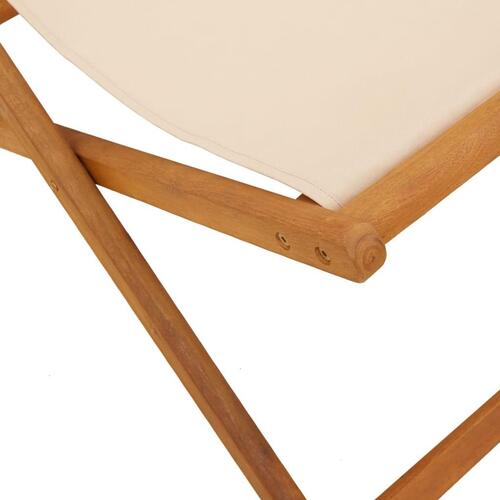 Strandstol foldbar massivt eukalyptustræ og stof beige