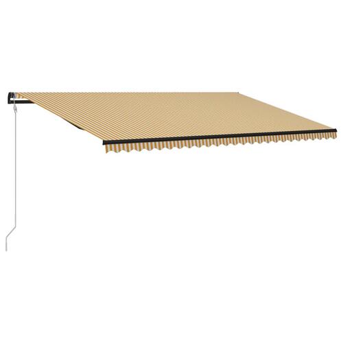 Markise med automatisk betjening 600x300 cm gul og hvid