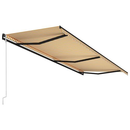 Markise med automatisk betjening 600x300 cm gul og hvid