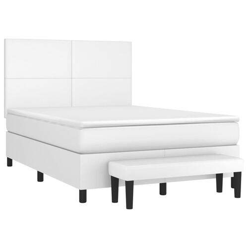 Kontinentalseng med madras 140x190 cm kunstlæder hvid