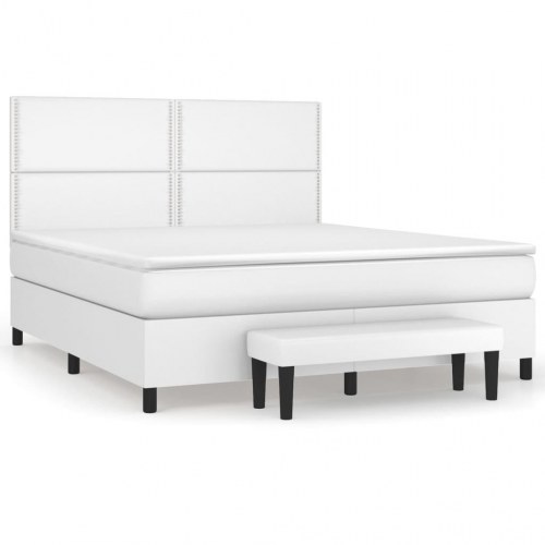 Kontinentalseng 160x200 cm kunstlæder hvid
