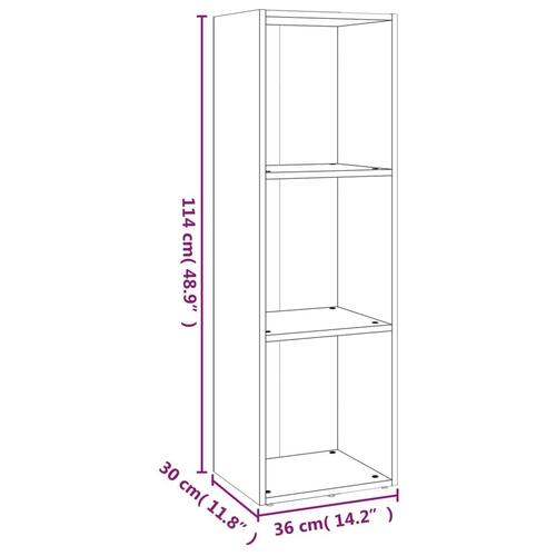 Bogreol/tv-skab 36x30x114 cm konstrueret træ brunt egetræ