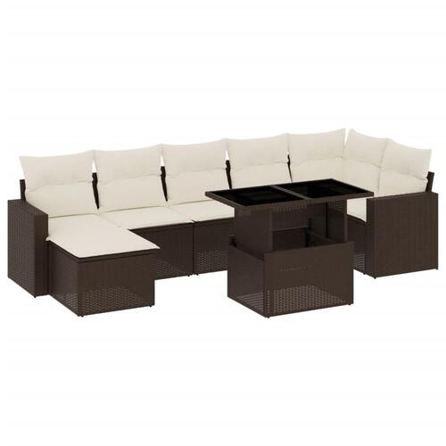 Sofasæt til haven 8 dele med hynder polyrattan brun