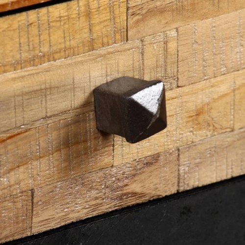 Skrivebord i massivt genbrugsteak - 110 × 50 × 76 cm, vintage med 4 skuffer