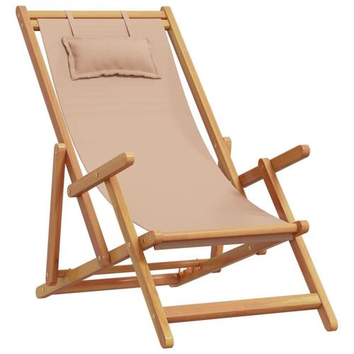 Strandstol foldbar massivt eukalyptustræ og stof gråbrun